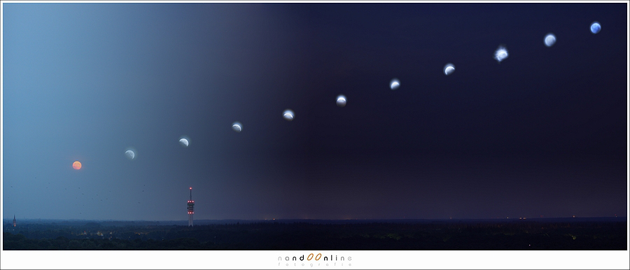 Collage van de gedeeltelijke maansverduistering in 2008 Collage van de gedeeltelijke maansverduistering in 2008