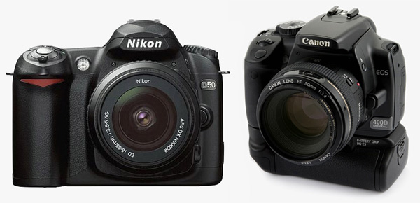 De Nikon D50 of de Canon 400D