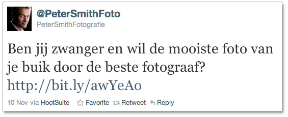 Tweet van Peter Smith Foto