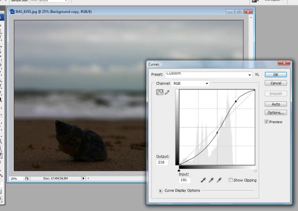 De curve aanpassen