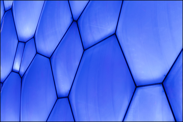 Blauwe bubble structuur van Water Cube