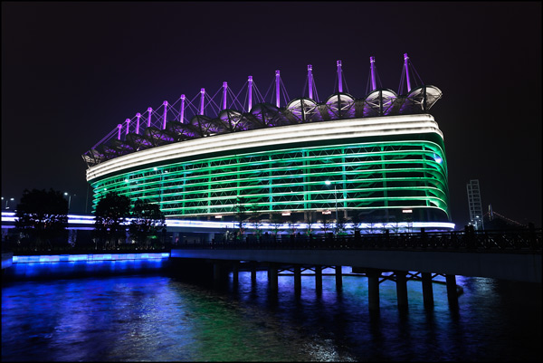 Asian Games Stadium at night