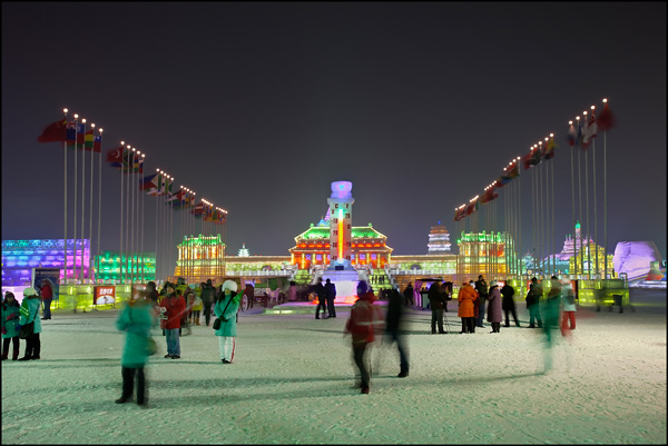 Visitors at the Harbin Ice Sculpture Festival