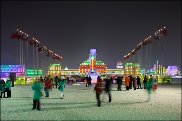 Visitors at the Harbin Ice Sculpture Festival Visitors at the Harbin Ice Sculpture Festival