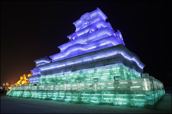 Massive pagoda at the Harbin Ice Sculpture Festival Massive pagoda at the Harbin Ice Sculpture Festival