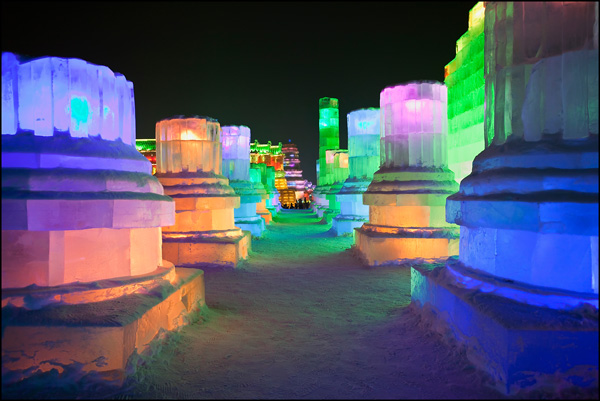 Greek pillars made of Ice blocks Greek pillars made of Ice blocks
