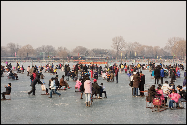 schaatsen op het Houhai meer