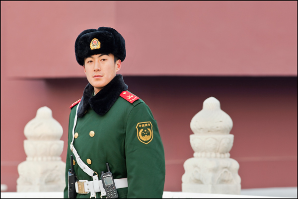 Honor guard with fur cap and collar