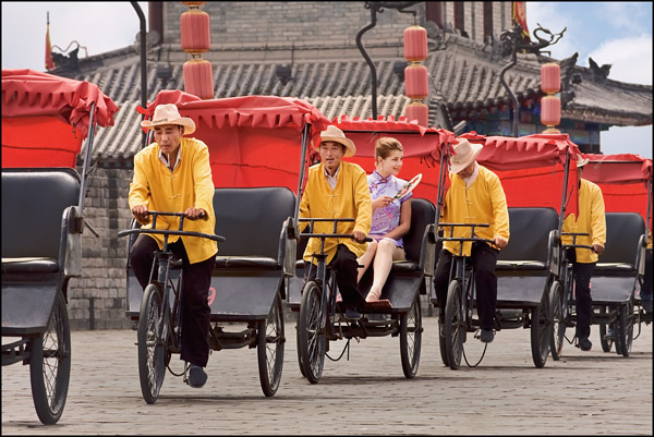 rickshaws muur Xian