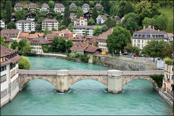 Bern, brug in rivier om oude stadskern