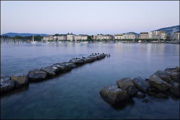 Geneve, meer bij zonsondergang