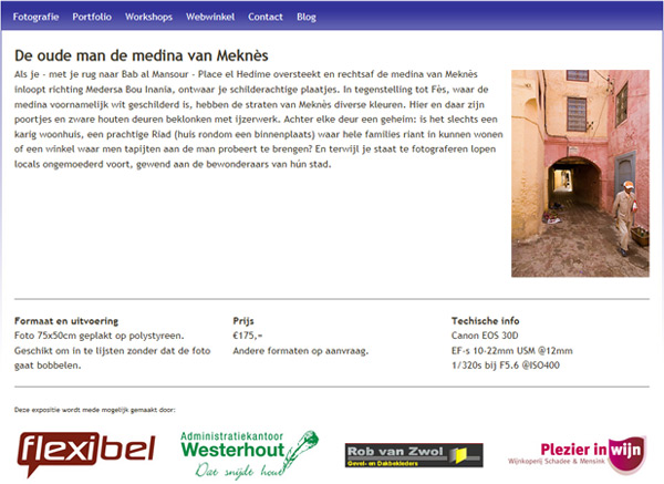Webpagina met extra info over de foto Webpagina met extra info over de foto